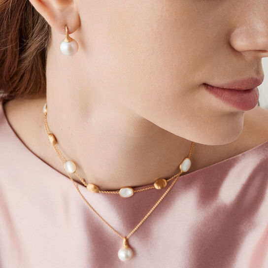 Marco Bicego Africa Yellow Gold and Pearl Earrings OB1653-A PL01 Y image number 1